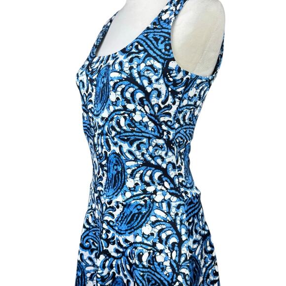 MICHAEL Michael Kors Blue White Bold Paisley Sleeveless Fit & Flare Dress - Picture 6 of 12